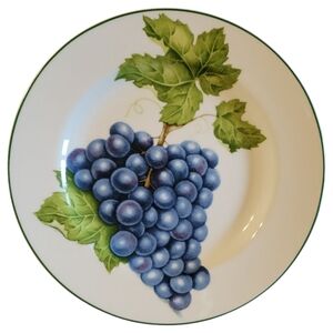 Vtg American Atelier Vineyard Salad Plate #5039 Blue Grapes Green Vine Leaves